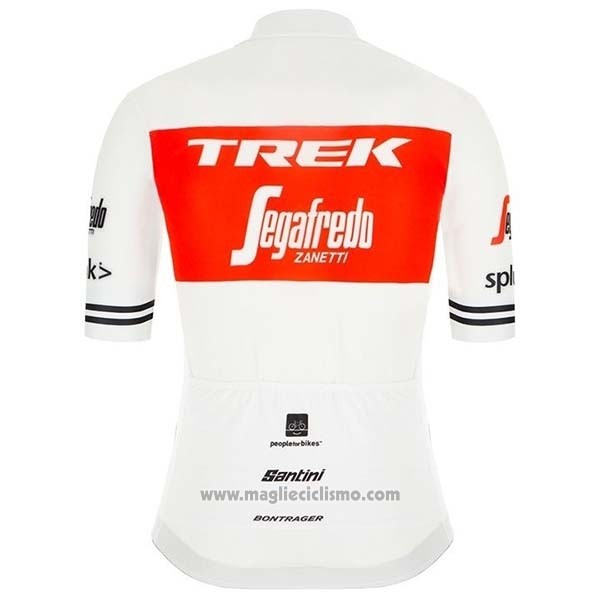 2019 Abbigliamento Ciclismo Trek Segafredo Bianco Rosso Manica Corta e Salopette